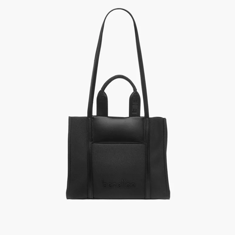 يونايتد كولورز أوف بينتيون Black Textured Tote Bag for Women